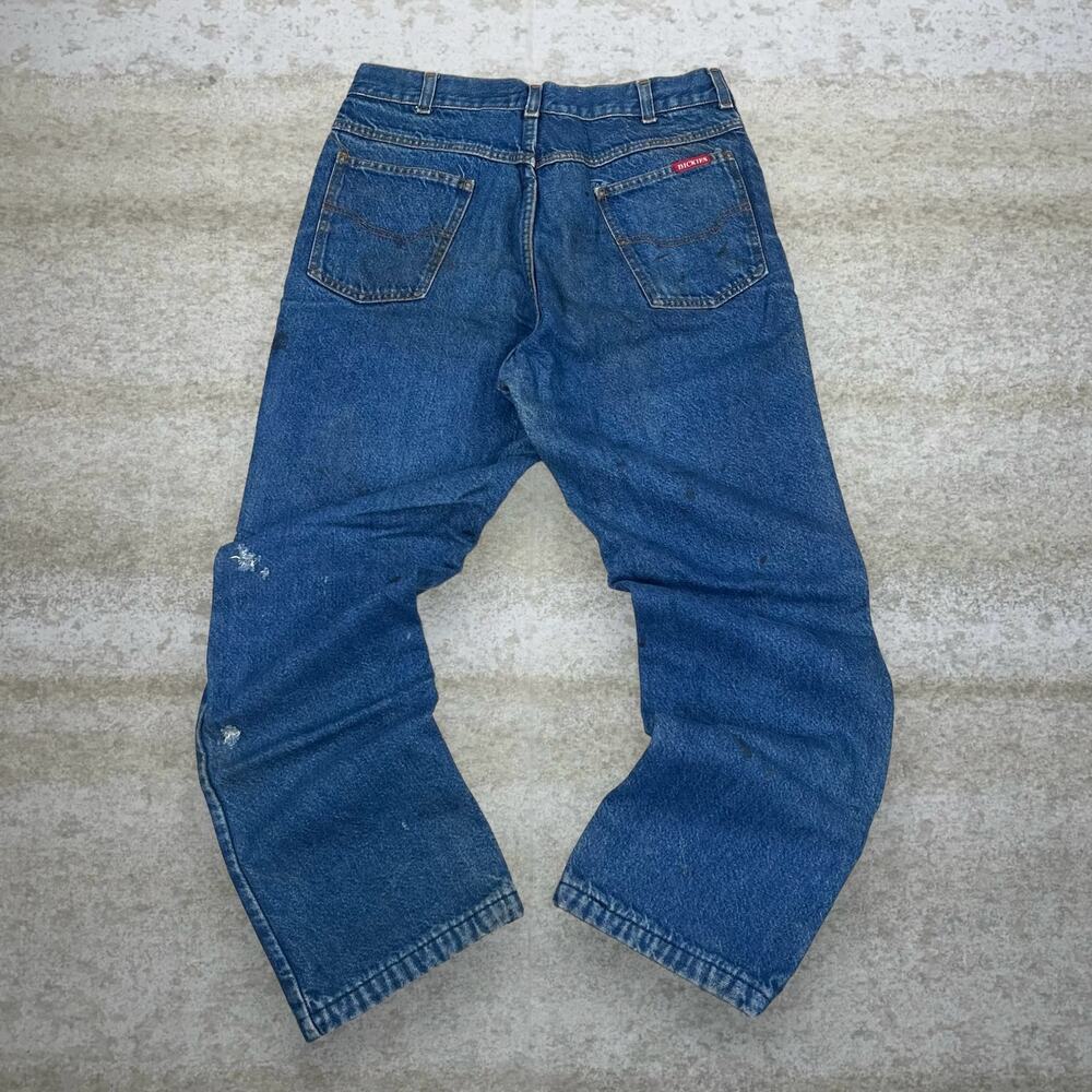 Vintage 90s Flannel Lined Dickies Jeans 34x34 Straight Fit Medium Wash Denim
